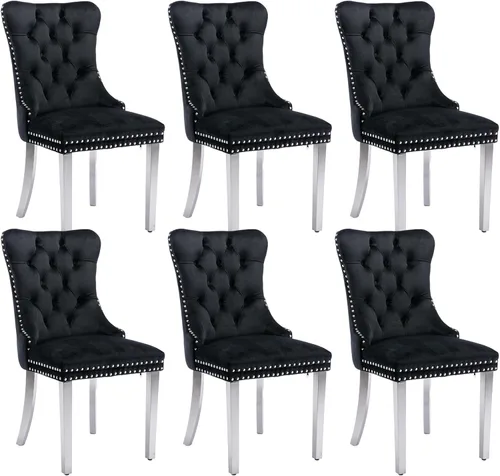 Miniatura 121 de SoarFlash Juego de 2 sillas de comedor de tela de lino, sillas de comedor tapizadas con ribete de cabeza de clavo y patas de madera de color claro