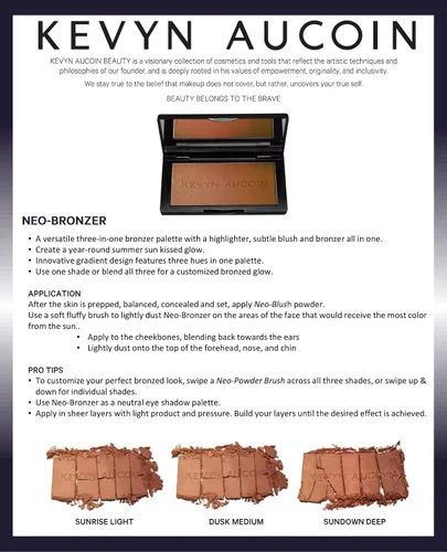 Miniatura 3 de Kevyn Aucoin La paleta de maquillaje Neo-Bronzer, 3 en 1: resaltador, rubor y bronceador en un compacto de maquillaje degradado suave. Brillo y mate