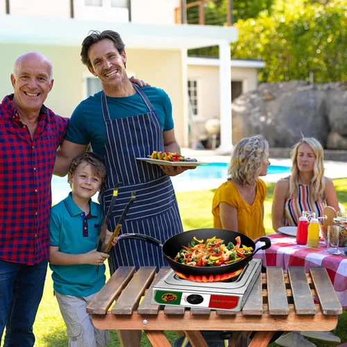 Miniatura 2 de Vivicreate Estufa de gas propano de un solo quemador de 10000 BTU, cocina portátil de acero inoxidable con manguera para barbacoa, freír, hervir