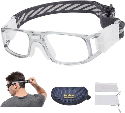 Miniatura 10 de Gafas deportivas – Gafas protectoras de baloncesto con lente extraíble y correa ajustable para gafas