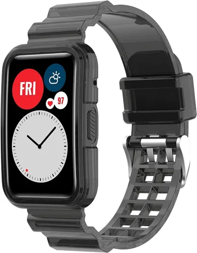 Miniatura 9 de Compatible con Huawei Watch Fit Band con funda, correa protectora de gelatina transparente para reloj Huawei, compatible con reloj inteligente Rosa