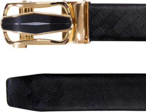 Miniatura 5 de Barry.Wang Cinturones de cuero para hombre trinquete hebilla automática clic 1 38" diseñador vestido moda clásico casual trabajo negocios