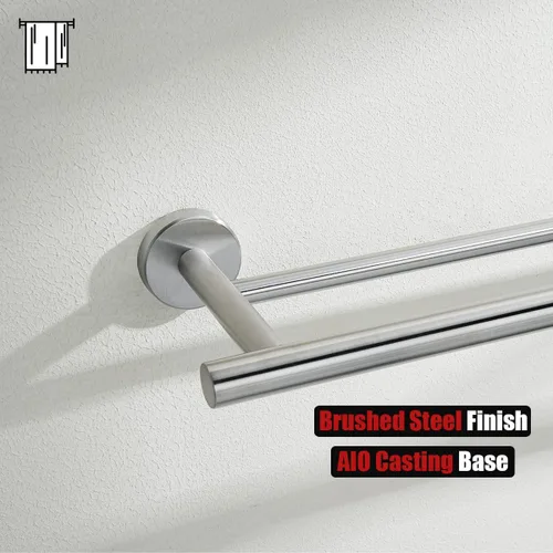 Miniatura 8 de JQK Barra para toallas de baño doble, 33 pulgadas de acero inoxidable 304 engrosado 0.8mm para baño, montaje en pared con acabado cepillado, 30