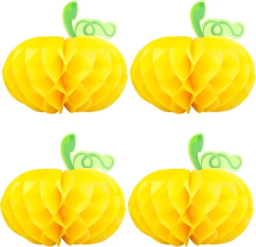 Miniatura 8 de Gyufise 6 centros de mesa de calabaza, calabaza de papel, panal, calabaza, centros de mesa de calabaza, calabazas de tejido 3D, decoración colgante