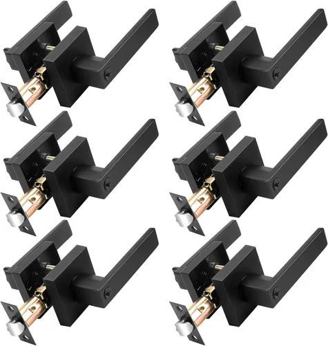 Miniatura 14 de Probrico Paquete de 4 manijas de puerta simuladas en negro mate, manijas interiores que no giran, manijas reversibles resistentes para interiores