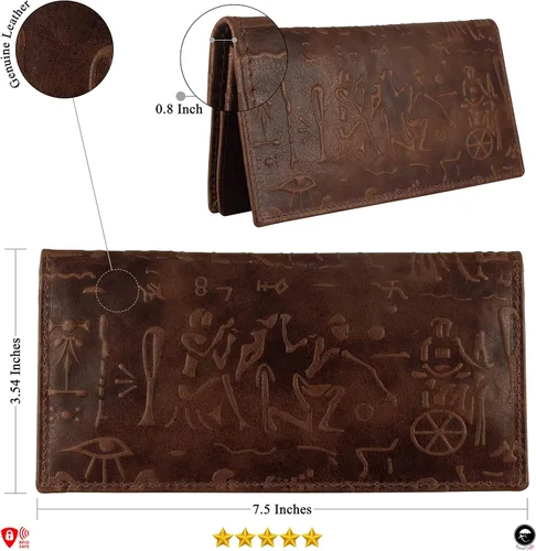 Miniatura 3 de Mou Meraki Cartera larga plegable de piel auténtica para hombre con bloqueo RFID