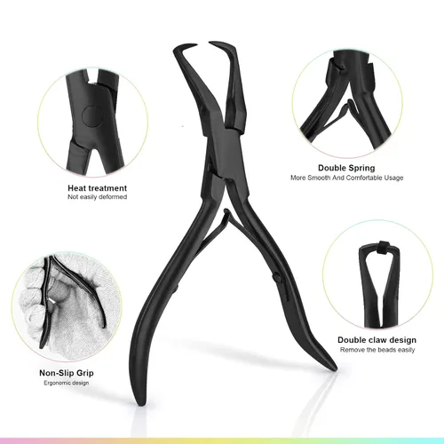 Miniatura 2 de Kit de herramientas para extensiones de cabello EHDIS de acero inoxidable, juego de alicates para micro enlaces de cuentas de cabello y removedor