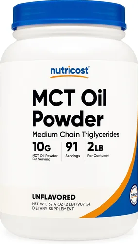 Miniatura 7 de Nutricost Aceite en polvo MCT de alta calidad de 0.5 libras, lo mejor para dietas cetogénicas, cetosis y cetogénicas, cero carbohidratos netos, sin