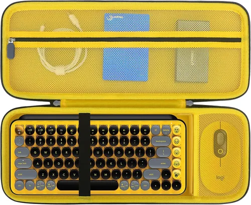Miniatura 8 de Elonbo Estuche rígido de transporte para teclado inalámbrico mecánico Logitech POP, portátil, Bluetooth, teclado externo, bolsa de viaje, bolsillo