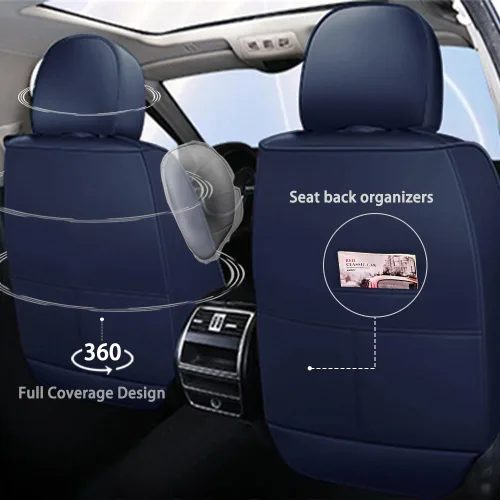 Miniatura 5 de Juego de 2 fundas de asiento delanteras para Volvo XC40 Recharge Pure Electric 2021-2023, fundas antideslizantes de seda de hielo y cuero
