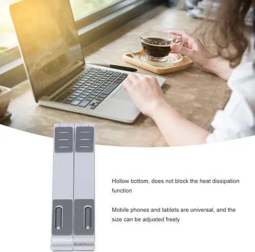 Miniatura 7 de Foldable Laptop Stand, Portable Multi Height Adjustable Ergonomic Laptop Stand for Mobile Phone Tablet Laptop Aluminum Alloy Silicone (Silver)