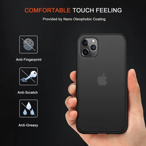 Miniatura 2 de TENDLIN Compatible con iPhone 11 Pro Funda translúcida mate con parte trasera dura de silicona suave cómoda (negro)