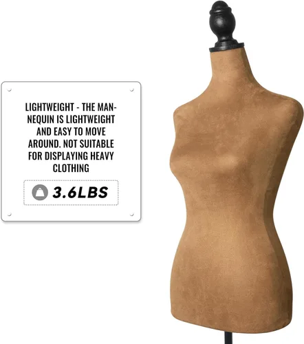 Miniatura 5 de YunHome - Vestido de medio cuerpo femenino con forma de maniquí de torso para ropa, altura de espuma para coser, maniquí desmontable marrón