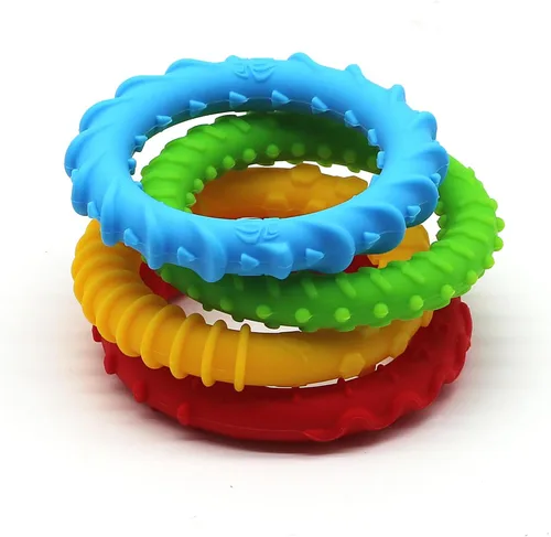 Miniatura 7 de Flyaway Paquete de 4 pulseras sensoriales para niños con autismo, TDAH, ansiedad, textura, silicona, ayuda motora oral, juguetes sensoriales