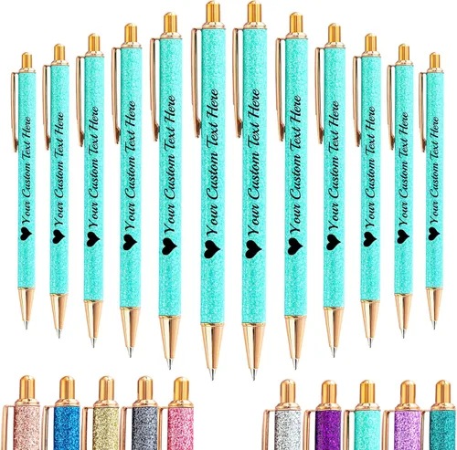 Miniatura 44 de Hasta 100 bolígrafos personalizados a granel con nombre, bolígrafo con purpurina personalizable, logotipo de negocios, mensaje de texto, regalo
