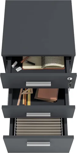 Miniatura 7 de Lazio Archivador de 26 pulgadas con cerradura, archivador para el hogar y la oficina, archivador de 3 cajones con ruedas para cartas de tamaño A4