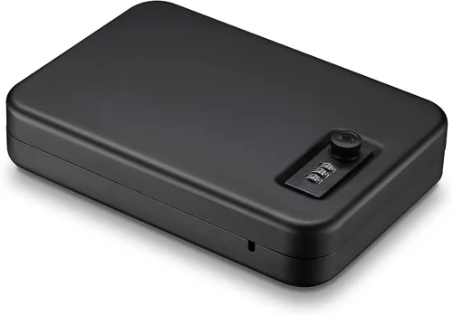 Miniatura 8 de Younion - Caja fuerte para pistolas, portátil, para viajar y llevar en el auto, color negro Cerradura de llave