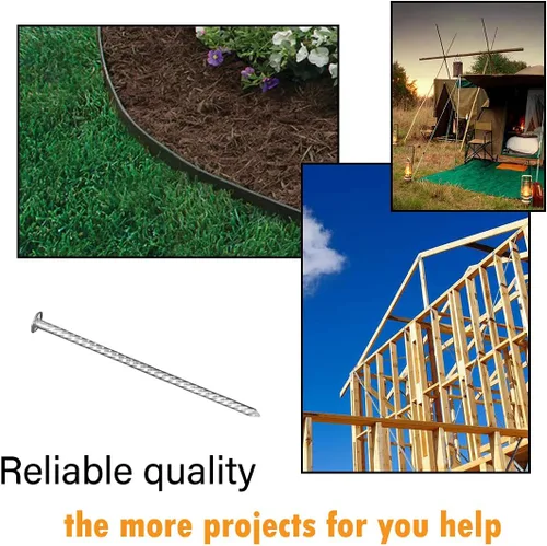 Miniatura 4 de 40 estacas galvanizadas de 10 pulgadas para paisajismo, púas de metal resistentes para paisajismo, barreras de malezas, anclaje de suelo y bordes