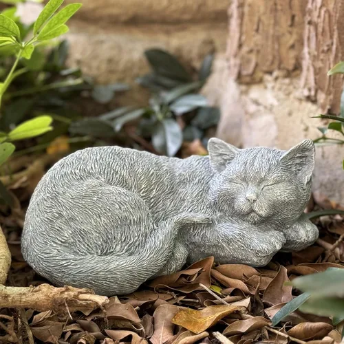 Miniatura 10 de Estatua de gato al aire libre figuras de gato decoración de jardín, estatua de gato de esmoquin negro atigrado estatua decorativa para patio, patio