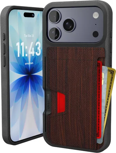 Miniatura 86 de Smartish Funda tipo cartera para iPhone 13 Pro – Wallet Slayer Vol. 2 [delgada + protectora] tarjetero con función atril - Azul sobre verde Blues