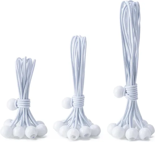 Miniatura 21 de Paquete de 30 cuerdas elásticas con bola, cuerdas elásticas resistentes de 4 pulgadas, lona de toldo con bolas elásticas para amarre de dosel