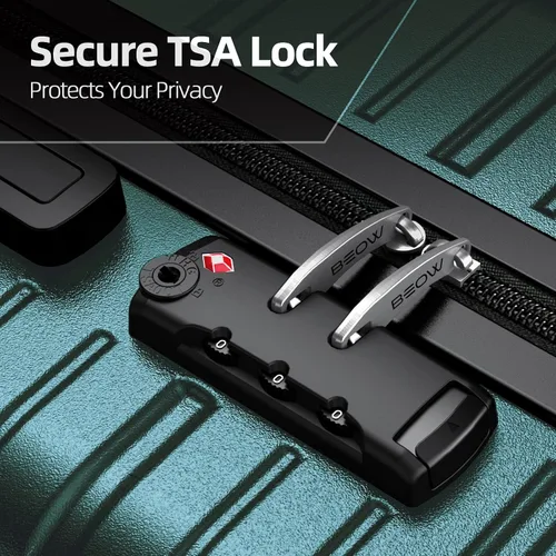 Miniatura 4 de BEOW Equipaje expandible liquidación 4 piezas Hardshell ligero PC+ABS Maleta Spinner Ruedas TSA Lock, Verde militar