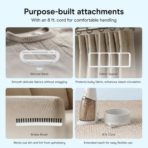 Miniatura 6 de Conair Vaporizador de ropa de mano para ropa, vaporizador de tela Turbo ExtremeSteam 1875W, diseño portátil de mano, vapor penetrante fuerte, Blanco