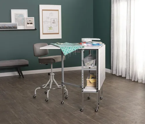 Miniatura 5 de Sew Ready Mesa plegable para pasatiempos y cortes, 58.75 pulgadas de ancho x 36.5 pulgadas de profundidad, mesa blanca para artes y manualidades