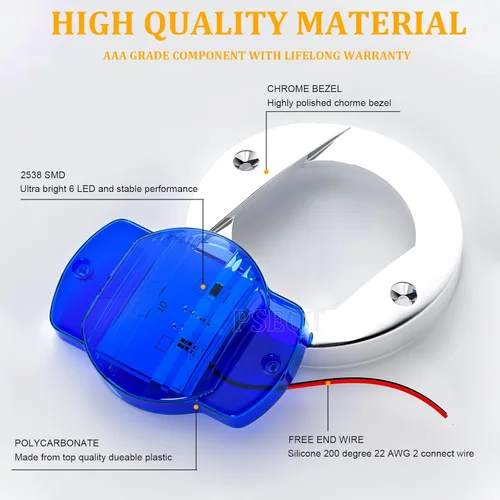 Miniatura 5 de PSEQT 4 piezas de 7,6 cm Luces LED azul marino para cubierta de barco y luz de ancla de popa - Luces impermeables de 12V para pesca nocturna