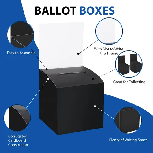 Miniatura 3 de Paquete de 12 cajas de rifa Caja de donación para recaudación de fondos, cajas de votación de cartón con ranura para boleto y cabecera extraíble