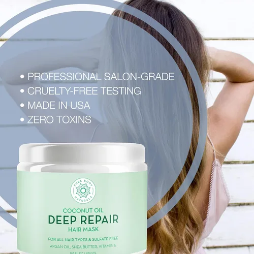 Miniatura 3 de Pure Body Naturals Mascarilla capilar de aceite de coco, tratamiento capilar acondicionador profundo para cabello seco dañado y teñido sin sulfatos