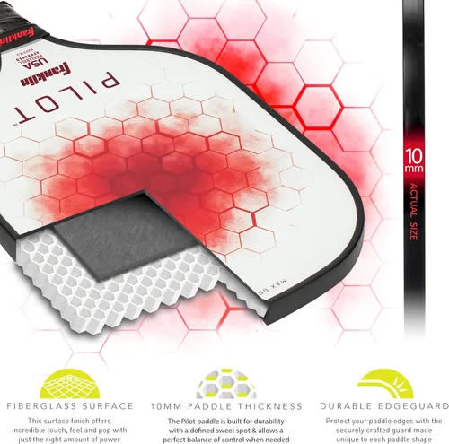 Miniatura 9 de Franklin Sports Pala de Pickleball - Raqueta Oficial de Pickleball de EE. UU. (USAPA) Aprobada de Núcleo de Polipropileno Pilot - Raqueta Pro Ligera