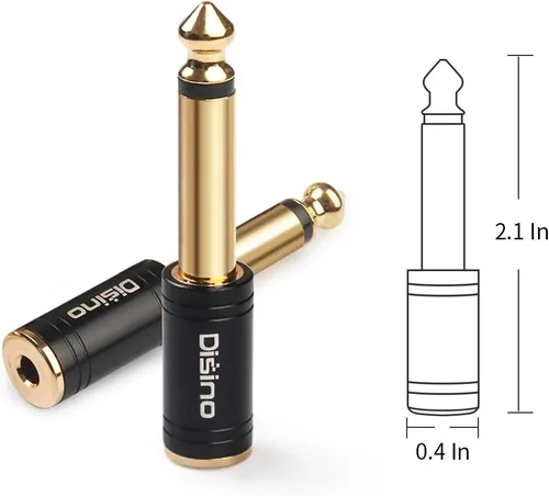 Miniatura 3 de Adaptador estéreo mono de 1/4 pulgadas a 1/8 pulgadas, nuevo conector TS macho de 0.250 in chapado en oro a adaptador estéreo TRS hembra de 0.138 in