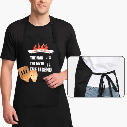 Miniatura 5 de LYLPYHDP Delantales divertidos para hombres, correa ajustable para el cuello, impermeable y resistente al aceite. Perfecto para asar a la parrilla