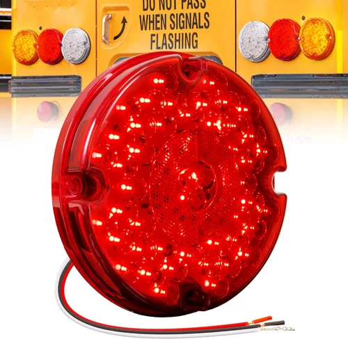 Miniatura 8 de TRUE MODS - Luz trasera redonda de freno de 47 LED de 7 pulgadas para autobús escolar, transporte de residuos de vehículos de tránsito
