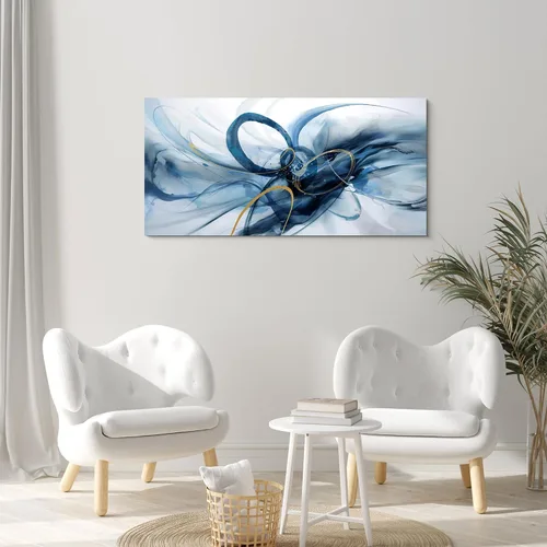 Miniatura 4 de XLSJERST Arte abstracto de pared para sala de estar, lienzo grande, azul y blanco, minimalismo moderno, obra de arte horizontal para dormitorio