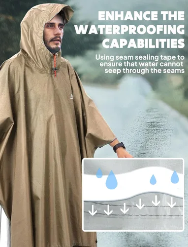 Miniatura 113 de ANYOO Poncho de lluvia con capucha para adultos, impermeable, ligero, para hombres y mujeres, chaqueta de lluvia reutilizable para emergencias al