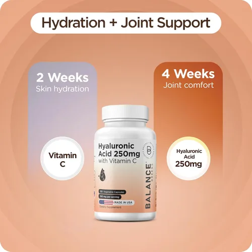 Miniatura 7 de Suplemento de ácido hialurónico puro de 250 mg con vitamina C de 50 mg, 120 cápsulas veganas, hidratación de la piel para un brillo natural