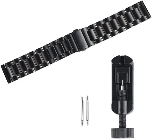 Miniatura 4 de Lamshaw Compatible con correas Ticwatch E3, correa de repuesto de metal de acero inoxidable compatible con Ticwatch E3 Smart Watch Negro