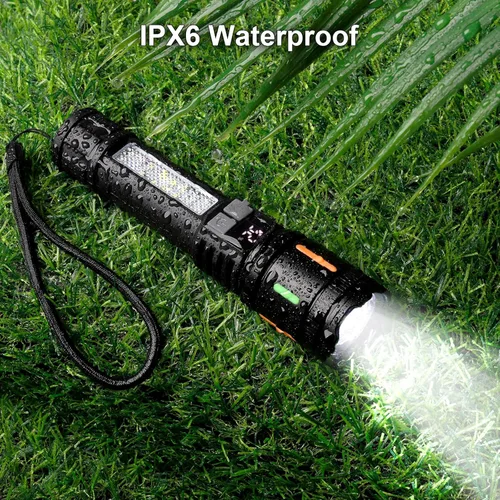 Miniatura 5 de Linternas recargables de alto lúmenes, paquete de 2 unidades, Peascat 900,000L LED luz táctica, carga rápida USB C, 5 modos, IPX6 impermeable
