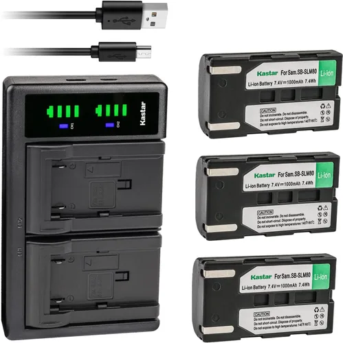 Miniatura 7 de Kastar Paquete de 2 baterías SB-LSM80 y cargador USB LTD2 de repuesto para Samsung SC-D263 SC-D351 SC-D352 SC-D353 SC-D354 SC-D355 SC-D357 SC-D362