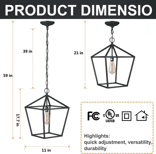 Miniatura 3 de Lámpara de isla de cocina, lámpara de techo RC con 1 luz colgante para lámpara de isla de cocina, accesorio de entrada de jaula de metal con cadena