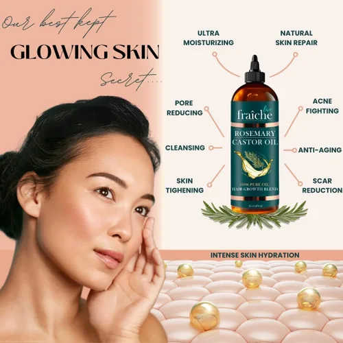 Miniatura 6 de Live Fraiche Aceite de ricino de romero de 16 onzas + oro de 24 quilates, gel de pelado facial iluminador de té verde, cáscara de té verde, 4.23