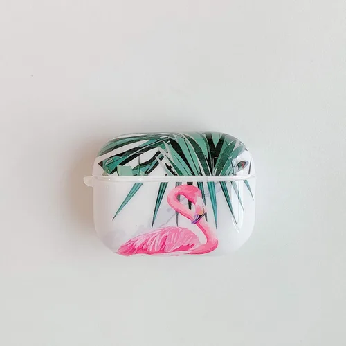 Funda compatible con Airpods, funda suave de flamenco con llavero, a prueba de golpes, funda de silicona de alta calidad para Apple AirPods 2 y 1