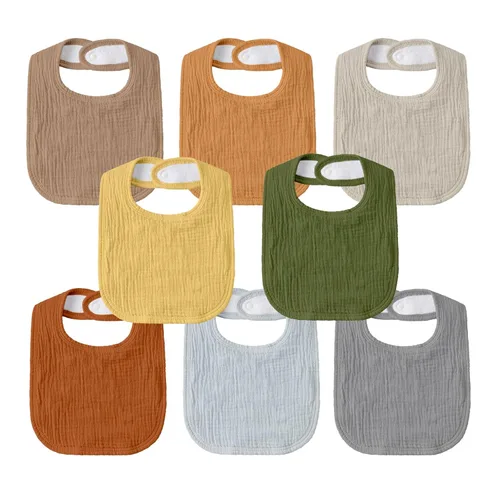 Miniatura 15 de Baberos de muselina para bebé, paquete de 8, baberos para babear y dentición para bebé, absorbentes, suaves de algodón orgánico, babero ajustable