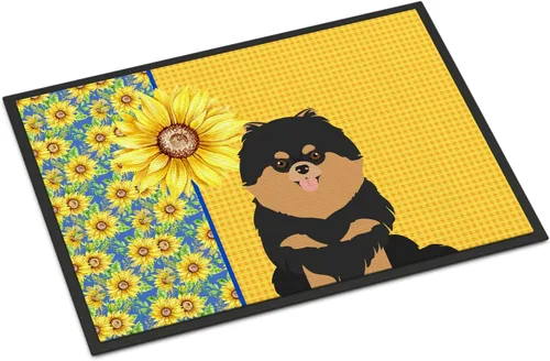 Miniatura 196 de Caroline's Treasures WDK5313MAT Airedale Terrier - Tapete para puerta delantera de 18 x 27 pulgadas, diseño de girasoles de verano, para entrada