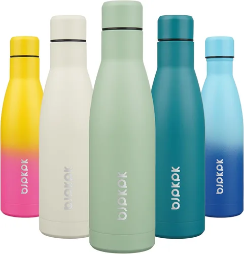Miniatura 99 de BJPKPK Botellas de agua de acero inoxidable con aislamiento de 17 onzas, mantiene el frío y el calor, brillante oro rosa Oro rosa brillante