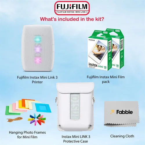 Miniatura 2 de Fujifilm Instax Mini Link 3 Impresora para smartphone - Paquete de color blanco arcilla con estuche protector, película instantánea pack doble