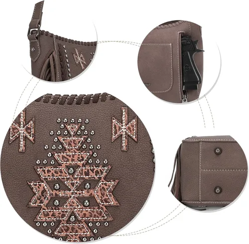 Miniatura 6 de Montana West Bolsa de mano occidental para mujer, colección de flecos, bolso de mano oculto con cartera