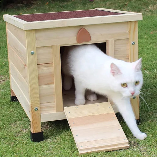 Miniatura 6 de Rockever Casa para gatos al aire libre, casas para gatos ferales, resistente a la intemperie, conejera pequeña, casa pequeña de madera para mascotas